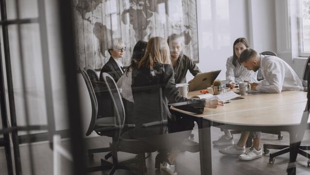 team working in a meeting room